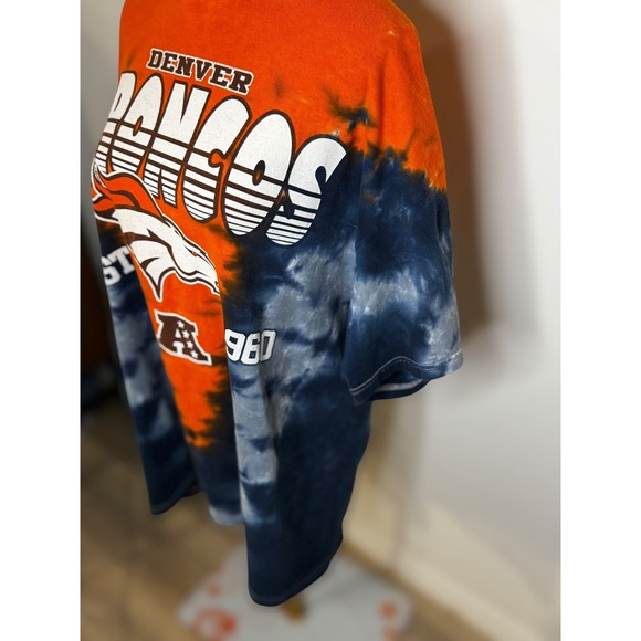 Denver Broncos Tie Dye T Shirt Men NFL Football Orange Blue Team Apparel - Picture 5 of 7